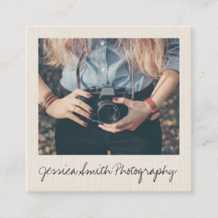 Carte De Visite Carré Photographe rustique photo texture de papier beige