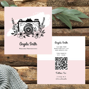 Carte De Visite Carré Photographie de mariage Site Web tendance Rose