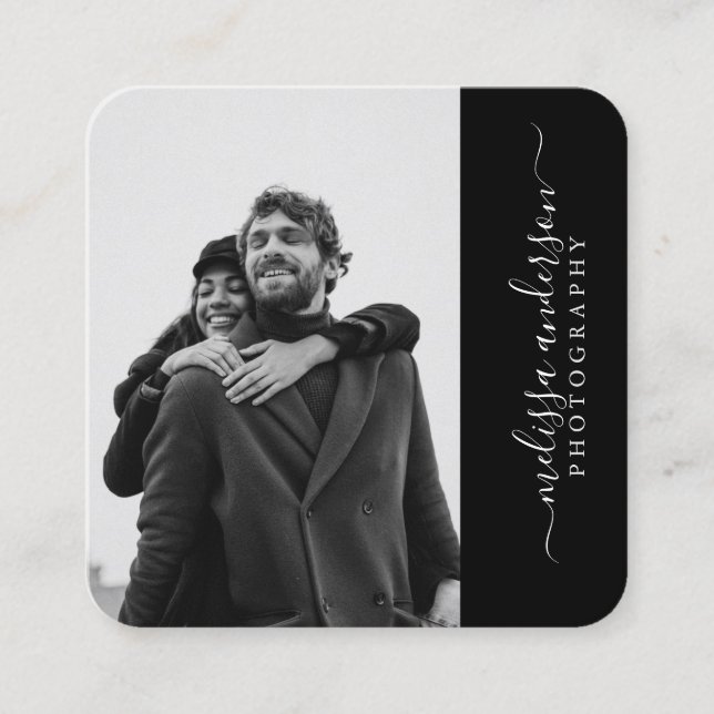 Carte De Visite Carré Photographie de signature moderne et élégante (Devant)