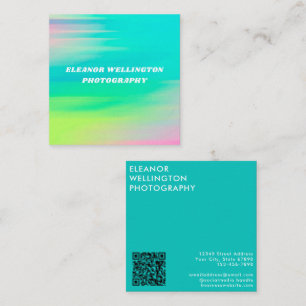 Carte De Visite Carré Photographie Moderne Créative Dégradé Turquoise