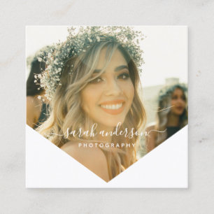 Carte De Visite Carré Photographie moderne de typographie de manuscrit