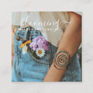 Carte De Visite Carré Photographie moderne écriture bijouterie manuscrit