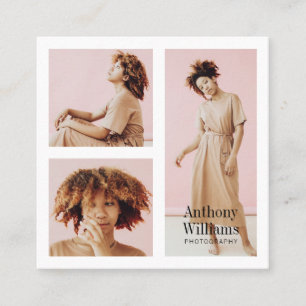 Carte De Visite Carré Photographie moderne élégante frontière blanche gr