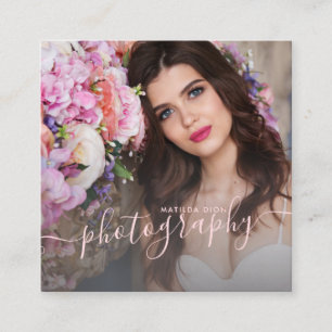 Carte De Visite Carré Photographie moderne, élégante, minimaliste et sim