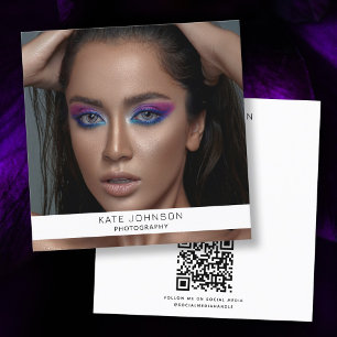 Carte De Visite Carré Photographie moderne Photo QR Code Photographe
