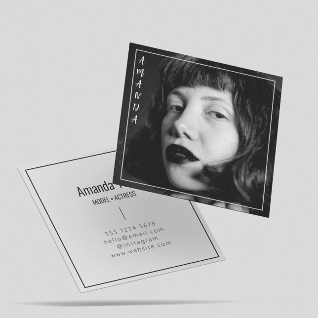 Carte De Visite Carré Photographie noir et blanc professionnel (Créateur téléchargé)