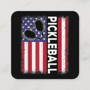 Carte De Visite Carré Pickleball American Flag Drôle amusant Pickleball 