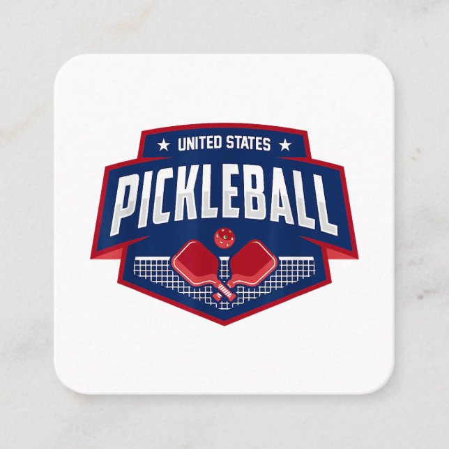Carte De Visite Carré Pickleball Support Team Pickleball Player USA (Devant)