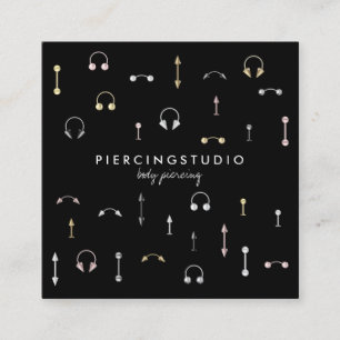 Carte De Visite Carré Piercing du corps rose argenté en or noir