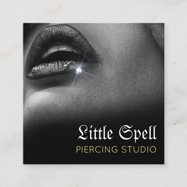 Carte De Visite Carré Piercing Studio Tatouage spécialiste du perçage (Devant)