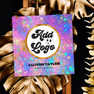 Carte De Visite Carré Pierre de jeu opale Abstraite d'or moderne Ajouter