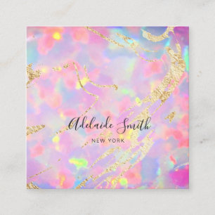 Carte De Visite Carré Pierre opale holographique FAUX