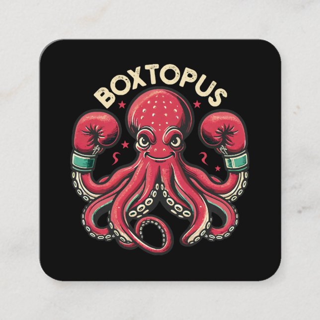 Carte De Visite Carré Pieuvre Boxeuse - Boxtopus (Devant)