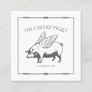 Carte De Visite Carré Piglet Cheeky Avec Logo Personnalisé Des Ailes