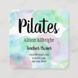 Carte De Visite Carré Pilates Yoga Reiki Studio Watercolor Splash