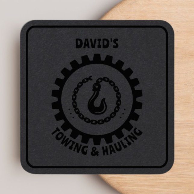 Carte De Visite Carré Pilote de service de remorquage professionnel noir (Créateur téléchargé)