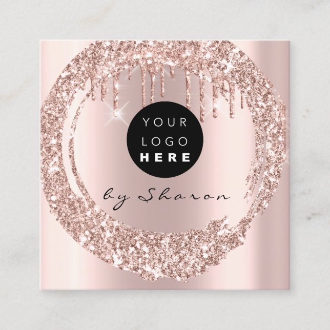 Carte De Visite Carré Pilotes professionnels 6 pointes CustomLogo Rose L (Devant)