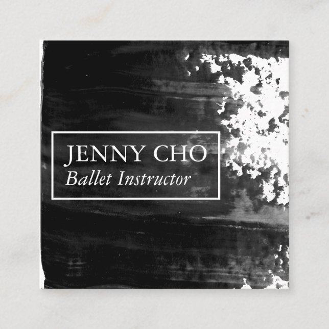 Carte De Visite Carré Pinceau de peinture noire (Devant)