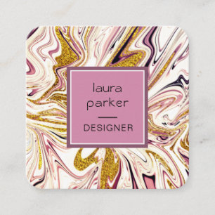 Carte De Visite Carré Pink Gold Abstrait Artitic Girly Sq Professionnel