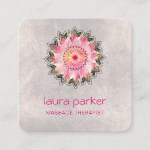 Carte De Visite Carré Pink Lotus Yoga Thérapiste Spa Santé holistique