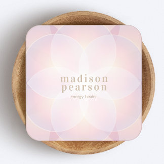 Carte De Visite Carré Pink Moderne Lotus Mandala Flower Energy Healer