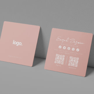 Carte De Visite Carré Pink Pastel Minimaliste Moderne Influencer Scannab