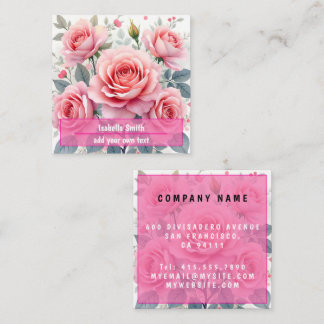 Carte De Visite Carré Pink Roses Beautiful Luxury Trendy Collection