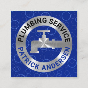 Carte De Visite Carré Pipeline En Argent En Eaux Bleues