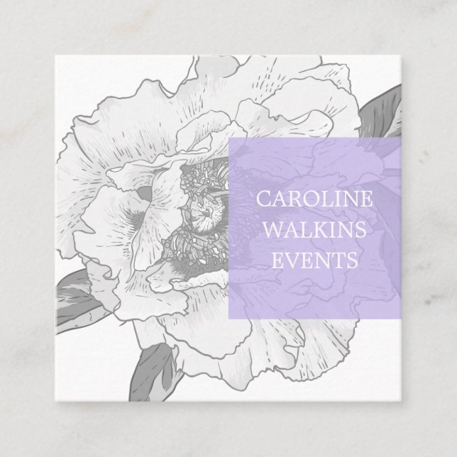 Carte De Visite Carré Pivoine Florale Moderne (Devant)