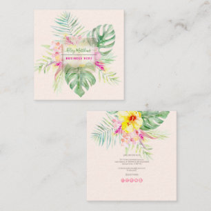 Carte De Visite Carré PixDezines Aquarelle Élégante Paradis Tropical