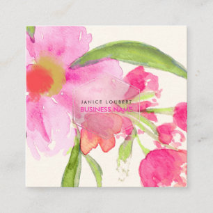Carte De Visite Carré PixDezines Aquarelle Florale/Fleur de mai