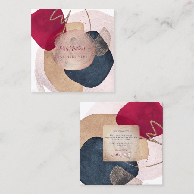 Carte De Visite Carré PixDezines arrangement Abstrait H2 Rose Gold (Devant / Derrière)