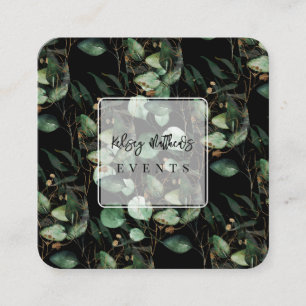Carte De Visite Carré PixDezines Dark Moody Green Gold Eucalyptus