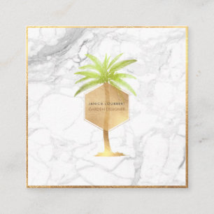 Carte De Visite Carré PixDezines FAUX GOLD PALM TREE+MARBLE