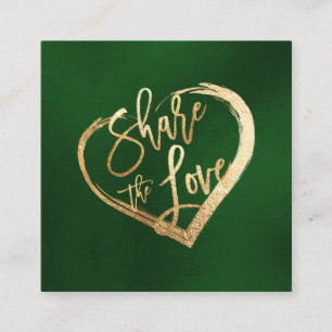 Carte De Visite Carré PixDezines Faux Gold Partagez l'Amour À feuillage 