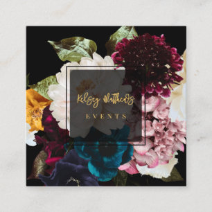 Carte De Visite Carré PixDezines Fleurs Moody foncées