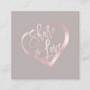 Carte De Visite Carré PixDezines Glam Partager l'amour du coeur rose et 
