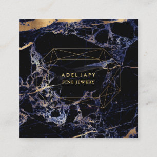 Carte De Visite Carré PixDezines Marbre Bleu+Faux Gold Gemstone Facet