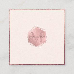 Carte De Visite Carré PixDezines MONOGRAM/FAUX ROSE OR, ROSE BLANCHE