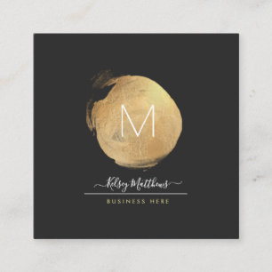 Carte De Visite Carré PixDezines Monogramme Glam Noir+Gold Spot