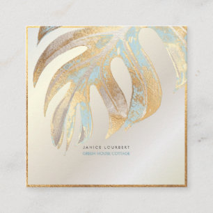 Carte De Visite Carré PixDezines MONSTERA, DUO TONE FAUX FOIL