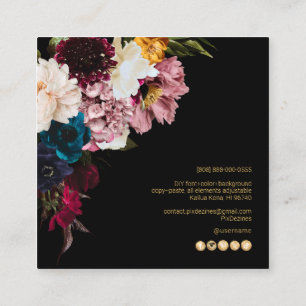 Carte De Visite Carré PixDezines Moody Botanical Flowers