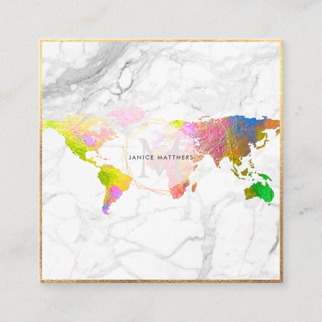 Carte De Visite Carré PixDezines PARTIR À L'ASSAUT MONOGRAMME/FAUX OR (Devant)