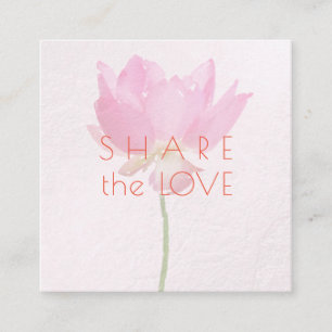 Carte De Visite Carré PixDezines Pink Lotus Partagez l'Amour