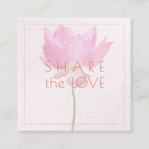 Carte De Visite Carré PixDezines Pink Lotus Partagez l'Amour