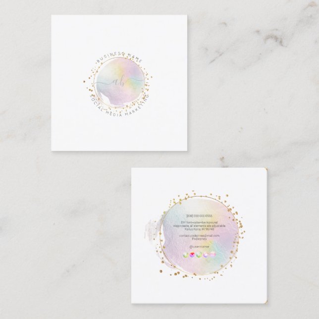 Carte De Visite Carré PixDezines Simple Brosse Brosse Stroke Coton Bonbo (Devant / Derrière)