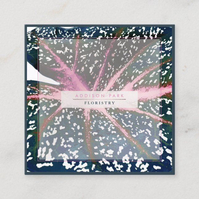 Carte De Visite Carré PixDezines Vert foncé Caladium Coral Spine (Devant)