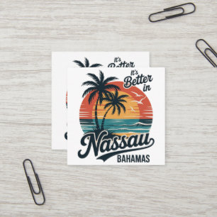 Carte De Visite Carré Plage d'été à Nassau Bahamas