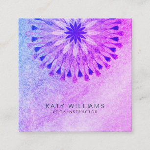Carte De Visite Carré Plage rose d'aquarelle de fleur de Lotus