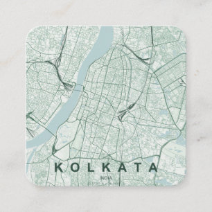 Carte De Visite Carré Plan de la ville de Kolkata & Texte personnalisé